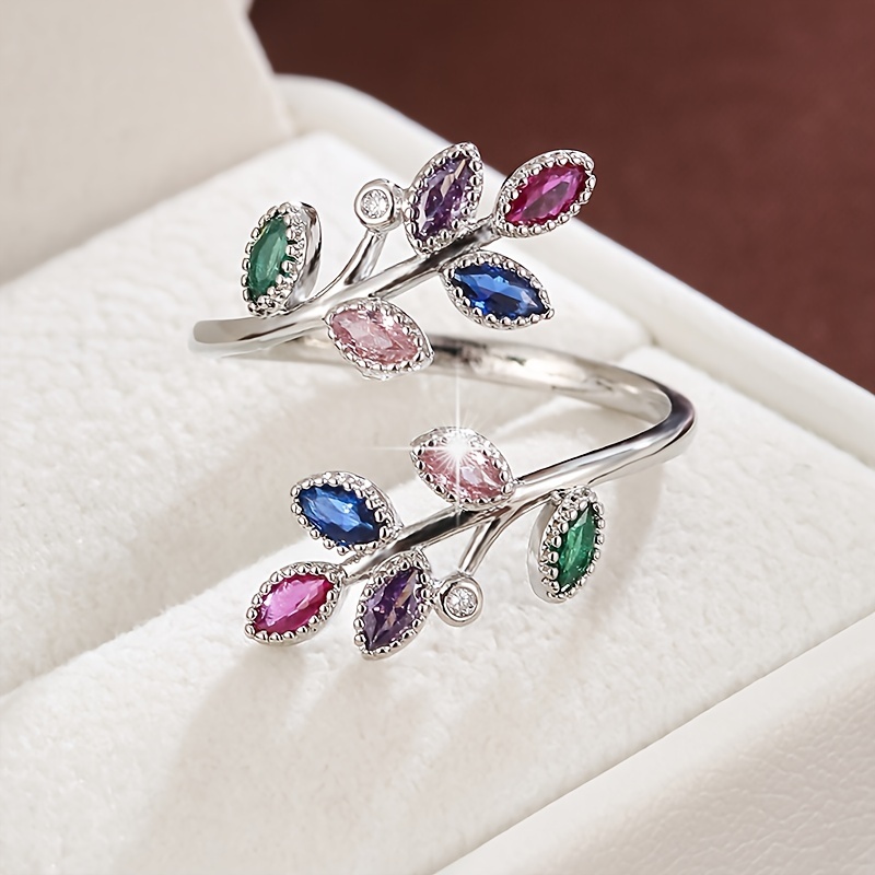 Women's Adjustable Rustic Branch Design Ring with Zirconia